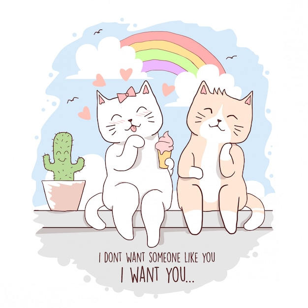 Cat Cute Love Ice Cream