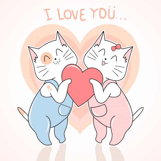 Cat Cute Love Valentine Day