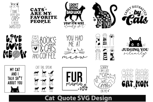 Plik wektorowy cat quote svg design bundle