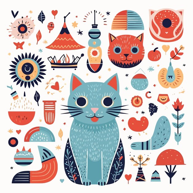 Cats_and_other_elements_vector_illustration