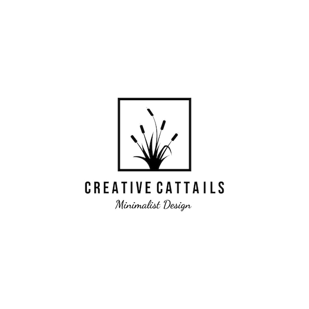 Cattails Projekt Vintage Logo Ilustracja Minimalistyczna Jakość Premium