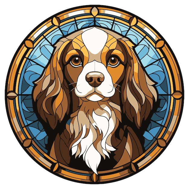 Plik wektorowy cavalier king charles spaniel pies rasy akwarela witraż kolorowy malarstwo grafika wektorowa