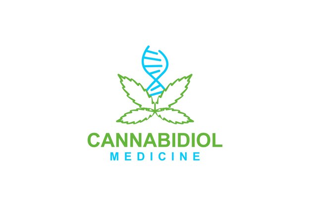 CBD i DNA helix logo leczenia projektowanie symbolu ikony apteki