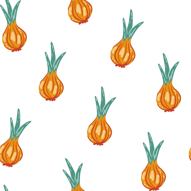 Cebula wzór Organiczny Wegetariański Zdrowa Żywność Produkt na rynku Farm Świetny do projektowania opakowań menu Tkanina wektorowa ilustracja kreskówkaxDxAxDxA