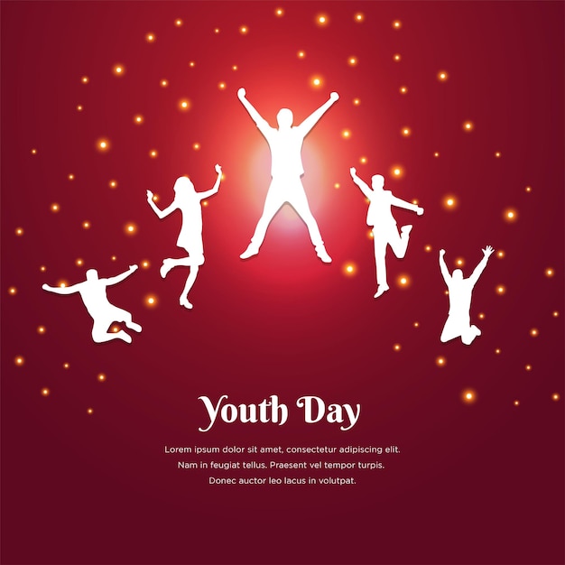 Celebracja Dzień Obietnicy Młodzieży Z Sylwetką Młodzieży I Efektem Brokatu Shinny Happy Youth Pledge Day Background Illustration