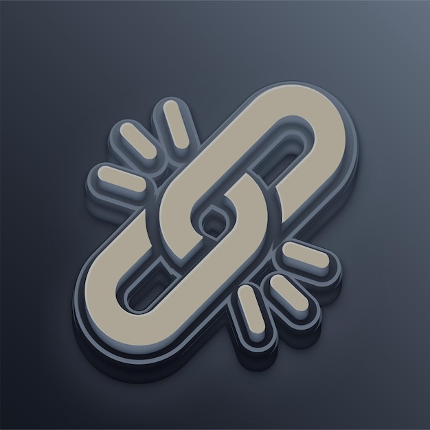 Cement Tone 3D Chain Icon z edytowalnym szarym tłem