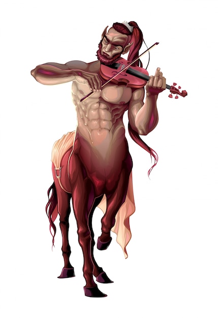 Centaur Gra Na Skrzypcach Vector Fantasy Odizolowany Charakter