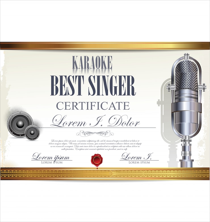 Wektor certyfikat karaoke