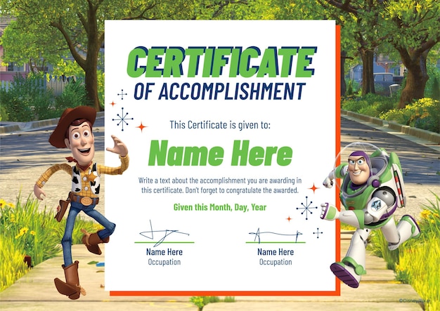 Certyfikat Toy Story