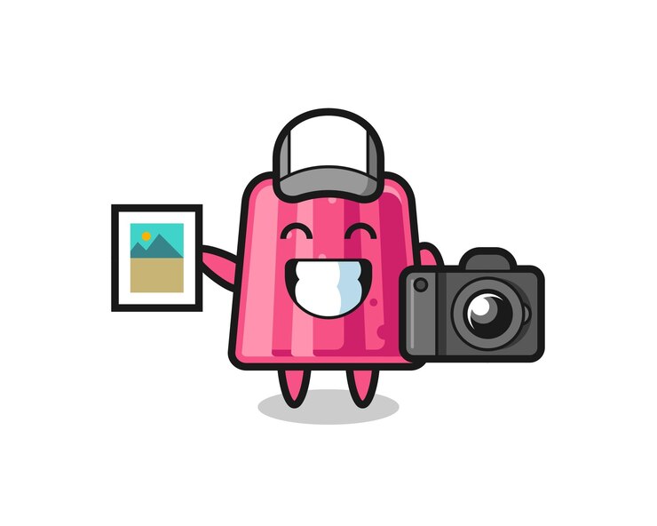 Charakter ilustracja galaretki jako fotograf ładny design