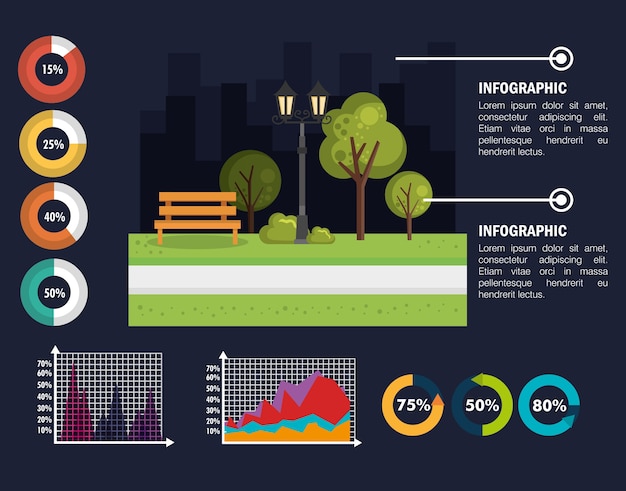 Charakter Infographic Szablon Ikony