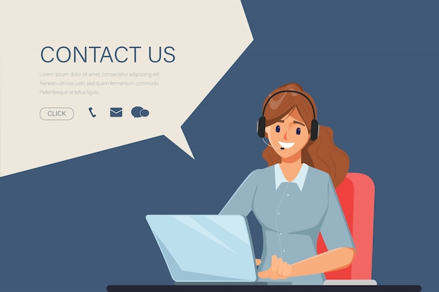Charakter interesu w pracy call center. Scena animacji do animacji. Skontaktuj się z nami link na stronie informacji.