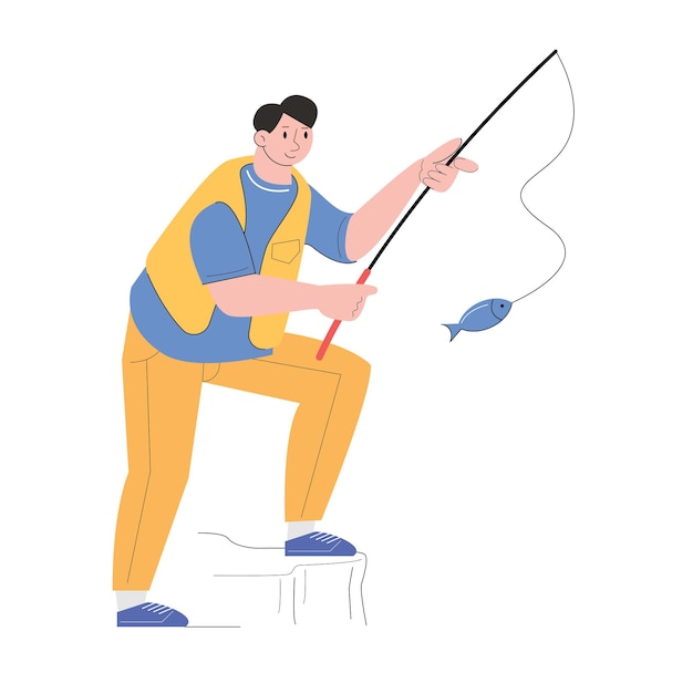 charakter ludzie połowów hobby ilustracji wektorowych