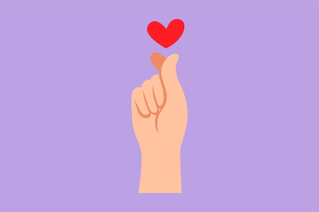 Charakter płaski rysunek koreański znak serca Palec symbol miłości kocham cię gest dłoni Self love koreański projekt serca miłość z gestami dłoni dla edukacji styl kreskówki projekt wektor ilustracja