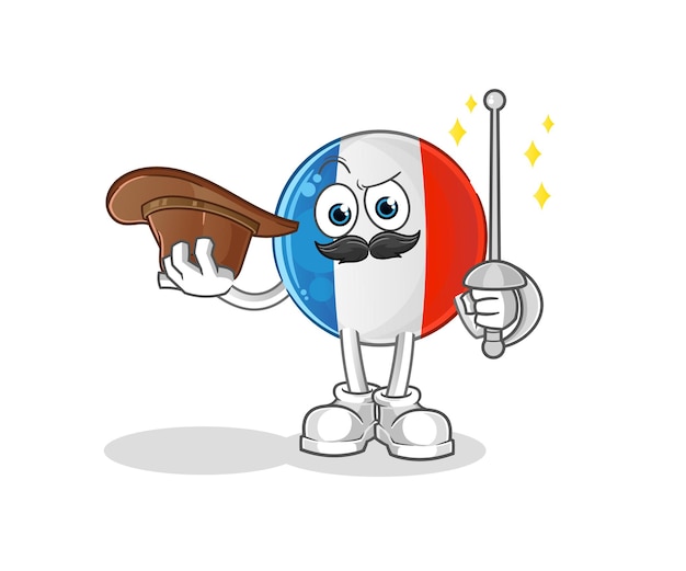 Plik wektorowy charakter szermierz flaga francuska. kreskówka maskotka wektor