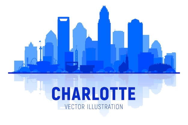 Charlotte North Carolina Skyline Z Sylwetką Na Białym Tle Ilustracja Wektorowa Koncepcja Podróży Biznesowych I Turystyki Z Nowoczesnymi Budynkami