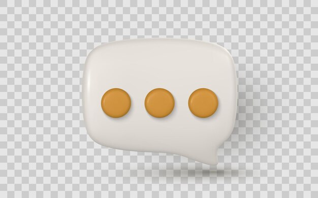 Chat Bubble Icon z Symbolem Wiadomości Trzech Punktów dla Komunikacji Tekstowej lub Koncepcji Czekania 3D