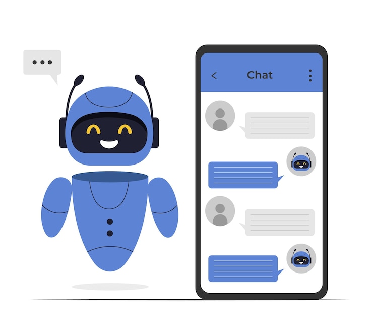 Wektor chatbot neuronalna sieć ai serwery i technologia robotów słodki chatbot ai postać