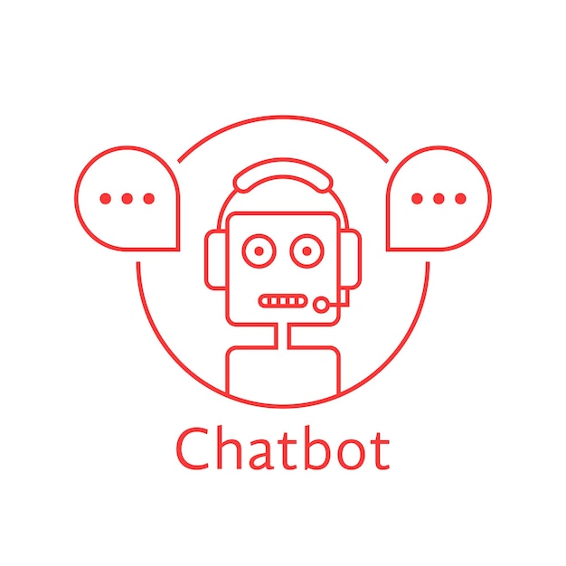 Chatbot O Cienkiej Linii Jak Usługa Infolinii. Koncepcja Cyfrowego Interfejsu Użytkownika, Połączenie Z Gorącą Linią, Wyskakujące Okienko, Oprogramowanie Spamowe, Kontakt Z Infolinią, Ai. Liniowy Trend W Stylu Nowoczesny Projekt Graficzny Logotypu Na Białym Tle