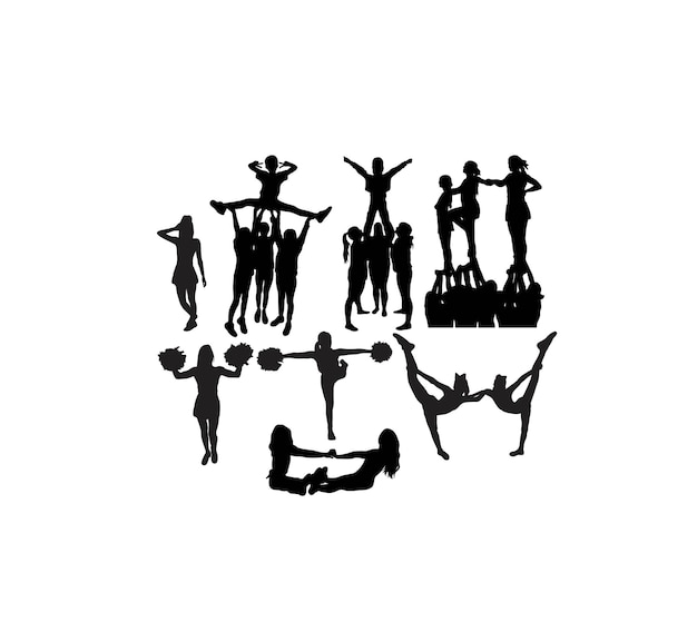 Cheerleader Silhouettes Art Vector Desinn