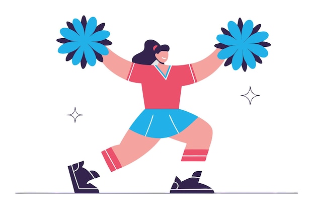 Cheerleaderka w mundurze sportowym tańcząca z pom pomami