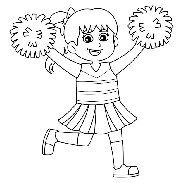 Cheerleading Cheerleaderka izolowana Kolorowanie