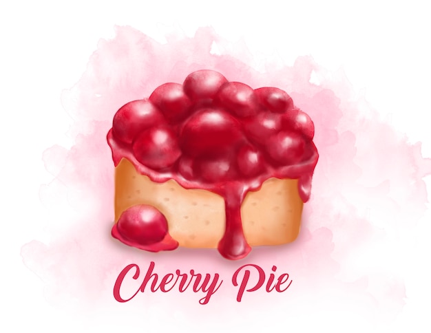 Plik wektorowy cherry pie akwarela