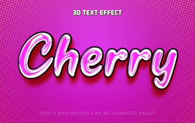 Cherry pink 3d edytowalny efekt tekstowy