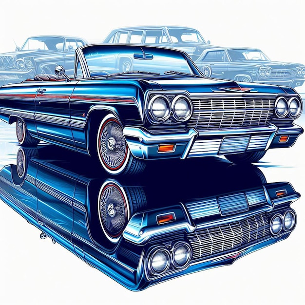 Chevrolet Impala 1964 Chevrolet Lowrider V8 Muscle Car Zdjęcie Izolowany Biały Poster Tła Los Angeles