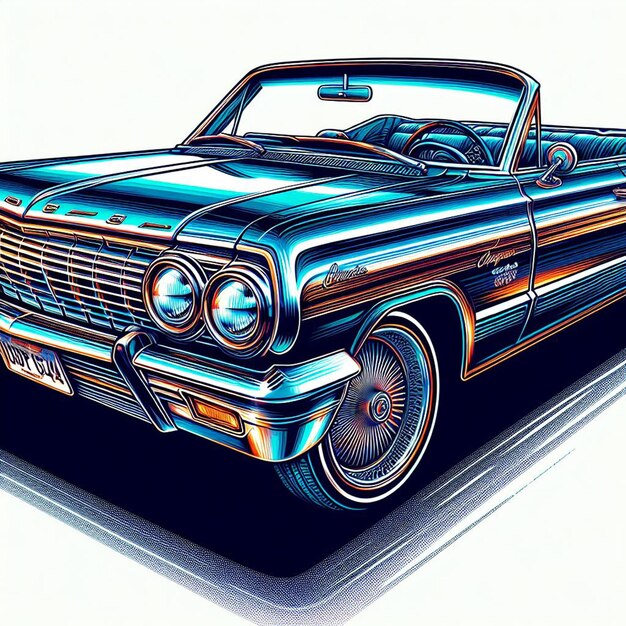 Plik wektorowy chevrolet impala 1964 chevrolet lowrider v8 muscle car zdjęcie izolowany biały poster tła los angeles