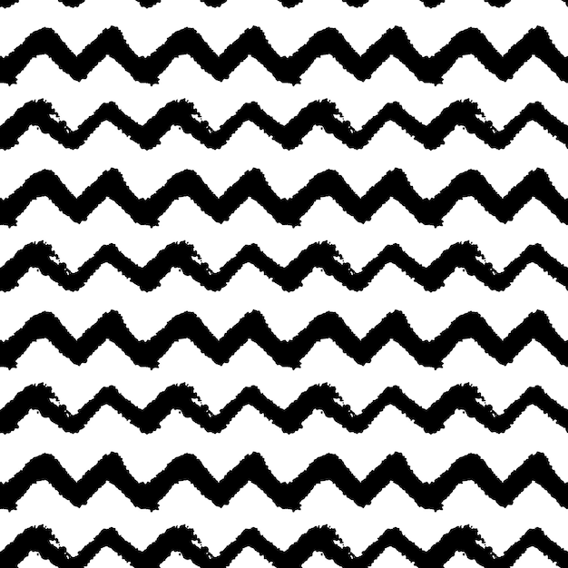 Chevron zygzak monochromatyczne czarno-białe ręcznie rysowane prosty atrament pędzla obrysu wzór wektor ilustracja na tle pościel tkaniny papier pakowy scrapbooking