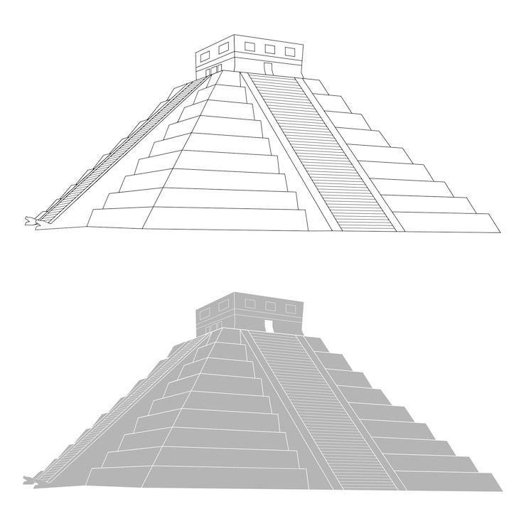 Wektor chichen itza, meksykańska piramida majów na białym tle, ilustracji wektorowych