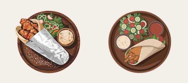 Chickpea Kurczak shawarma Wrap z sałatką i sosem