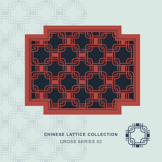 Chiński Maswerk Kraty Okiennej Rama Krzyżowa Z Kwadratowym Zamkiem Krzyżowym