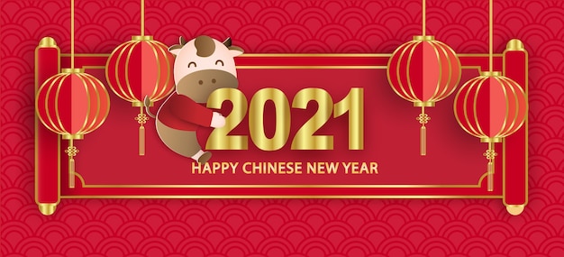 Chiński Nowy Rok 2021 Rok W Tle Wołu.