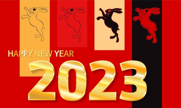 Chiński Nowy Rok 2023 Rok Królika - Chiński Symbol Zodiaku, Koncepcja Księżycowego Nowego Roku, Złoty Czerwony