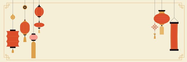 Plik wektorowy chińskie latarnie tła tradycyjne czerwone azjatyckie lampy nowy rok baner uroczysty wektor minimalistyczny