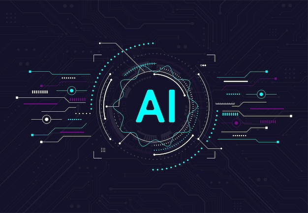 Chipset sztucznej inteligencji na płytce obwodowej w futurystycznej koncepcji technologii artystycznej