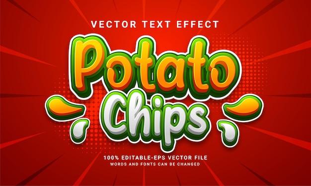 Chipsy Ziemniaczane 3d Edytowalny Efekt Tekstowy. Nadaje Się Do Potrzeb Produktów Spożywczych.