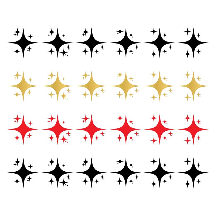 Chispas amarillas Las estrellas destellan smbolos vectores fuegos artificiales Iconos de estrella