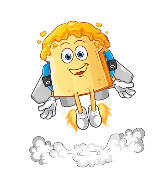 Chleb z miodem z maskotką jetpack. kreskówka wektor