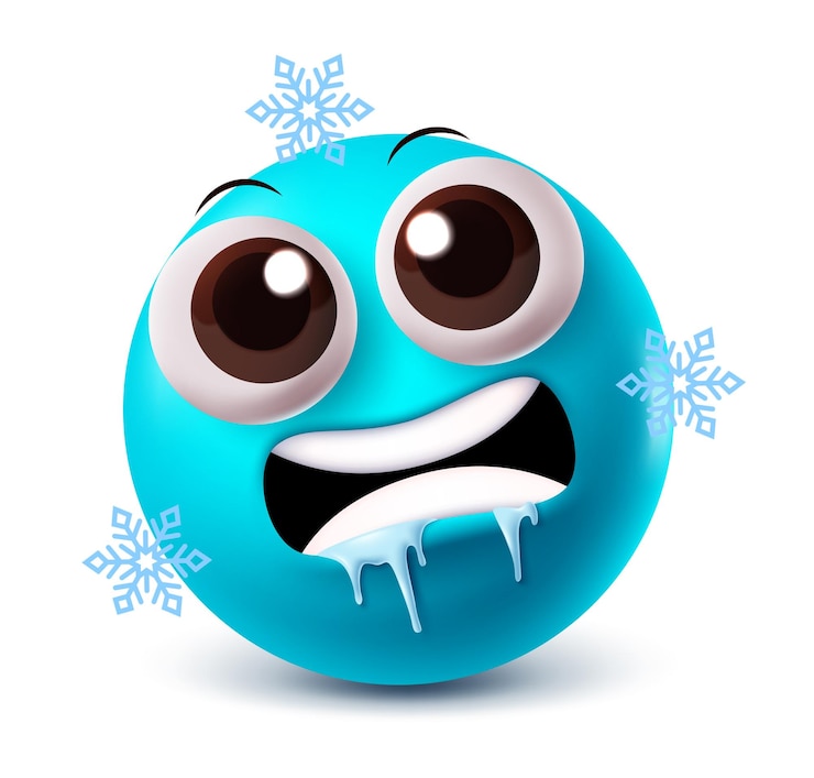 Wektor chłodny wektorowy znak emoji clipart emotikon zamarznięty zamarznąć i ochłodzić twarz w niebieskiej ikonie odizolowane