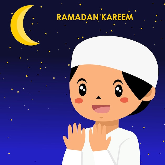 Chłopcy Modlą Się W Nocy W Miesiącu Ramadan