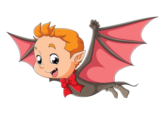 Chłopiec Draculi leci na nietoperzowych skrzydłach ilustracji