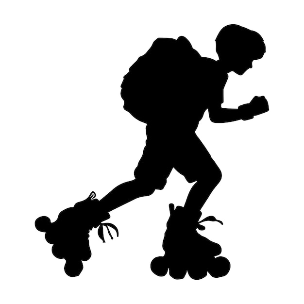 Chłopiec jeździ na rolkach z plecakiem Sketch of roller skating Vector