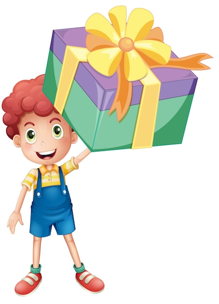 Plik wektorowy chłopiec trzyma pudełko prezentów