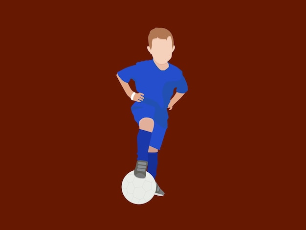 Chłopiec W Niebieskiej Koszulce Kopie Piłkę.