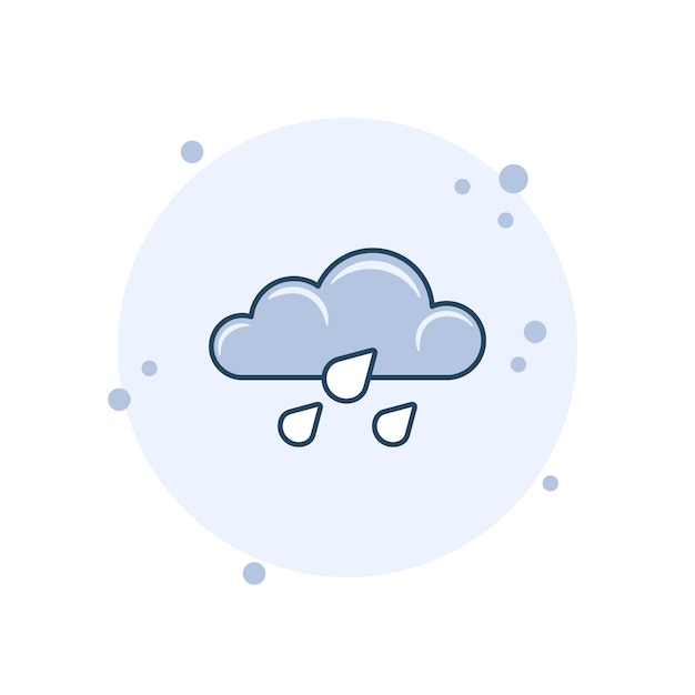 Plik wektorowy chmura kreskówkowa z ilustracją wektorową ikony kropli deszczu ikona deszczu na tle pęcherzyków koncepcja znaku klimatycznego
