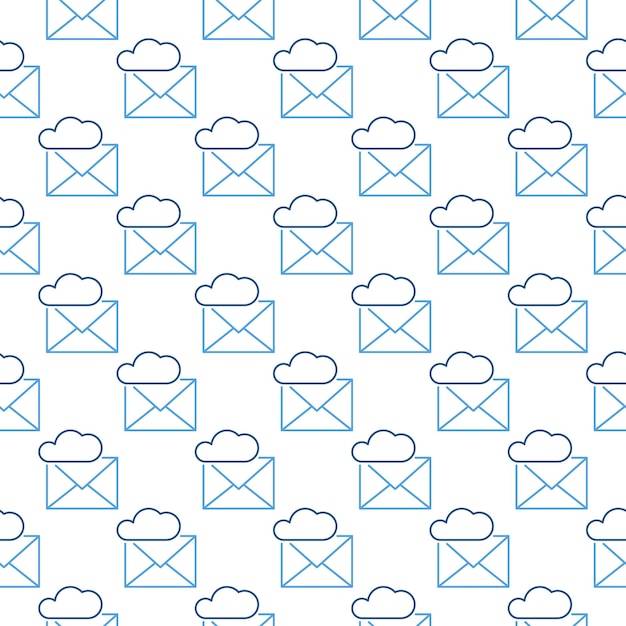 Chmura Z Wektorem Koperty E-mail Online Bez Szwu Wzór