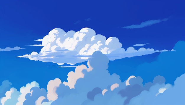 Plik wektorowy chmury w błękitne niebo warstwa ozonu tło ręcznie rysowane malarstwo ilustracja